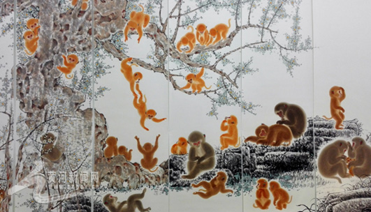 作品《百猴献瑞》(局部)